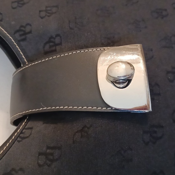 Dooney & Bourke Black Logo Canvas & Leather Shoulder Bag - Picture 3 of 16